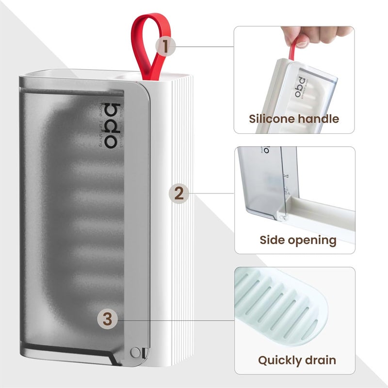 SHOTAY Compact Travel Soap Case, Leakproof Soap Box with Lid, Bar Soap Holder for Traveling, Portable Soap Box with Drainage Layer for Gym, School, Camping, Trip, Outdoor - Grey&White - 1pcs - Image 2
