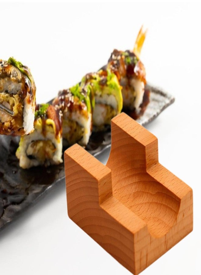 IEUDNS Wood Sushi Temaki Holder Serving Tray Rustic Novelty Rack Taco Display Stand Sushi Hand Roll Holder for Party Restaurant Dining Room, Presentation Platter Roll Boat Food Display, 1 Grid - Image 3