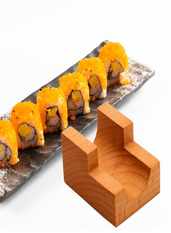 IEUDNS Wood Sushi Temaki Holder Serving Tray Rustic Novelty Rack Taco Display Stand Sushi Hand Roll Holder for Party Restaurant Dining Room, Presentation Platter Roll Boat Food Display, 1 Grid - Image 4