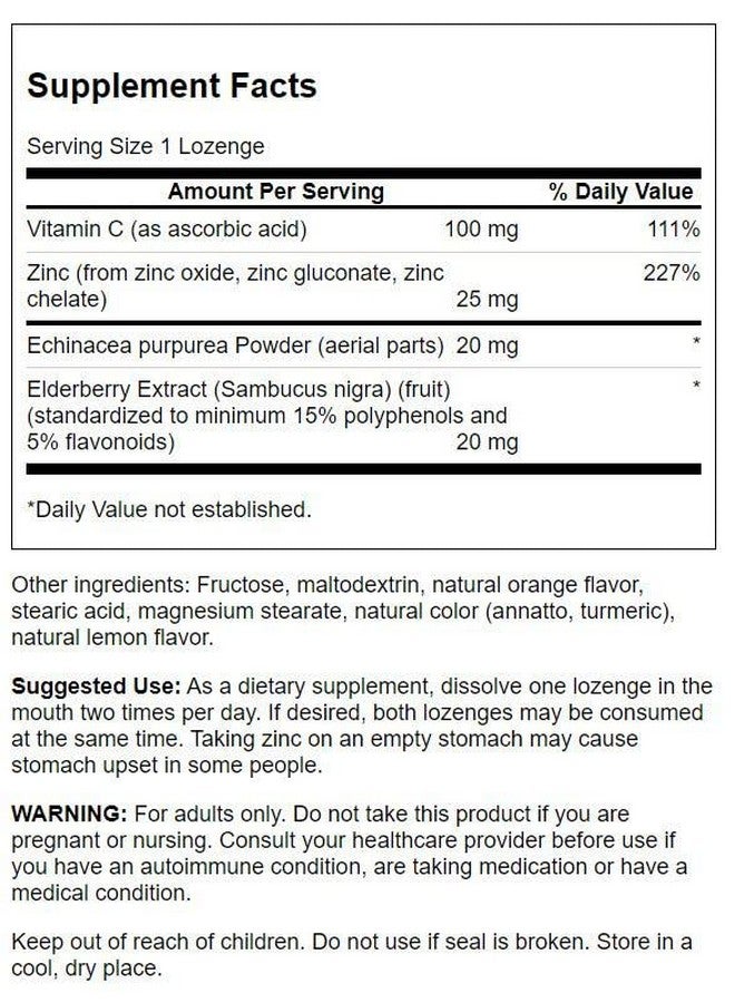 SWANSON Zinc & C Lozenges W/Elderberry & Echinacea Orange & Lemon Flavor 60 Loz - Image 3