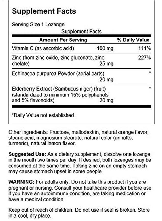SWANSON Zinc & C Lozenges W/Elderberry & Echinacea Orange & Lemon Flavor 60 Loz - Image 4