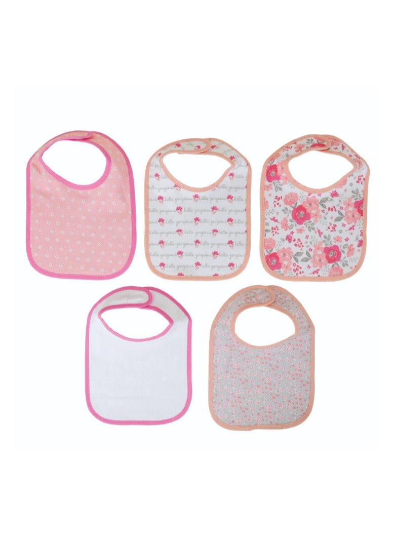 Nurtur 5 pack milk feeding bibs - Terry Cotton - Pink Multi/Girl - Image 1