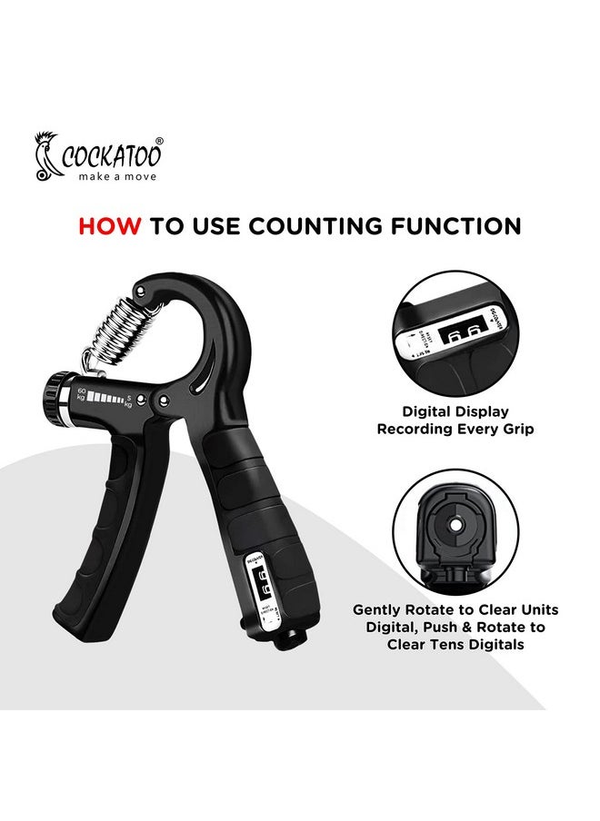 Cockatoo - Counter Hand Grip Strengthener|(5 Kg - 60 Kg) Adjustable Hand Grip| Hand Gripper For Men & Women| Digital Hand Grip Strengthener - Image 1