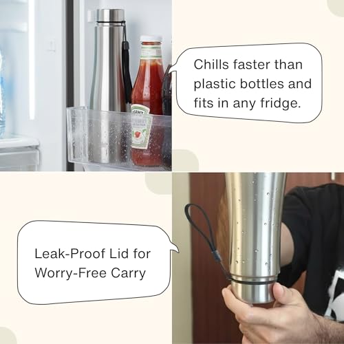 Clazkit Optimus Pro Classic Stainless Steel Water Bottle 1000ml |ISI Certified| Leakproof, Rust-Free, BPA-Free, Durable for College, Fridge, Sports, Gym, Yoga & Office – Easy to Clean & Reusable - Image 5