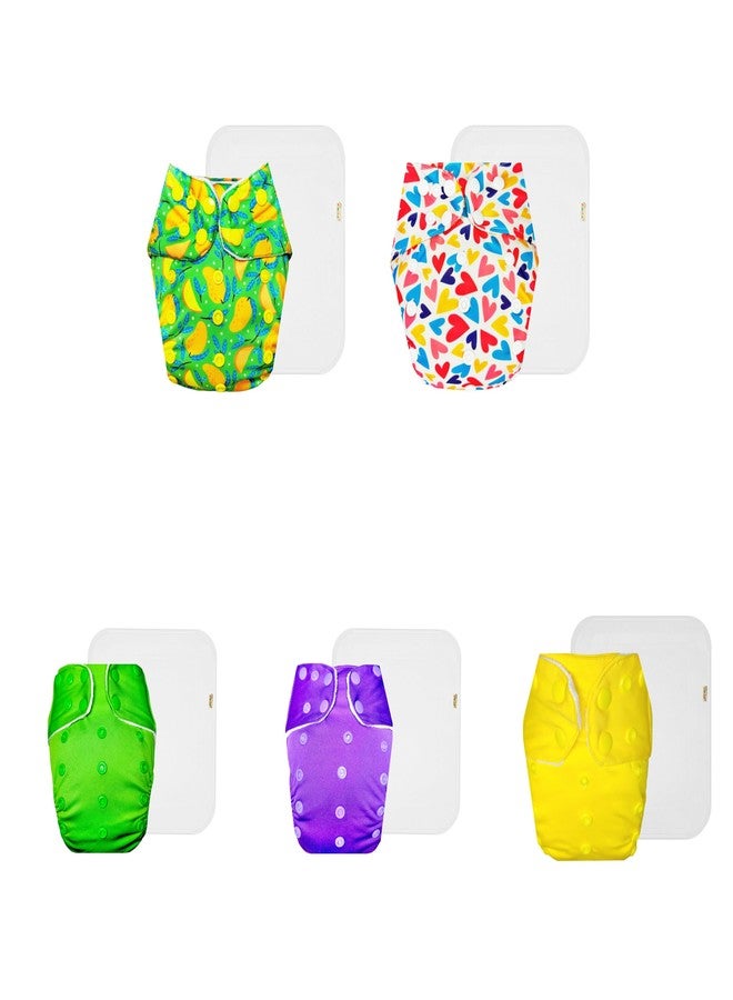 حفاضات دمبلدو القماشية الفاخرة مع حشوة قطنية (عبوة من 5) | ناعمة ولطيفة | وسادة ماصة من 6 طبقات | أزرار كبس قابلة للتعديل | ضرورية للاستخدام اليومي | من 3 أشهر إلى 3 سنوات | للجنسين - Image 1