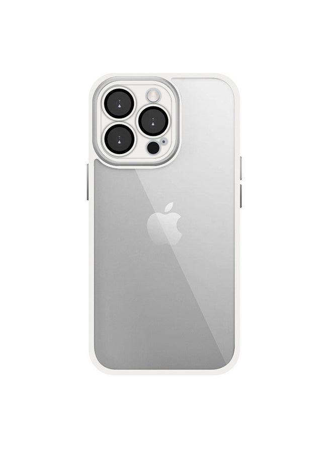 Raxoom Clear Case with Shockproof Silicone Bumper Frame Anti-Fall Camera Protection Cover for iPhone 13 Pro Max Frosted White