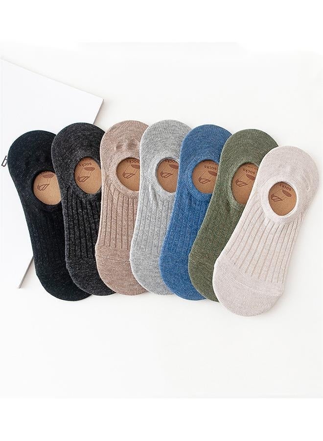 7-Pack Men's Cotton Ankle Socks Solid Color Casual Shallow Cut Socks No Show Socks - Image 1