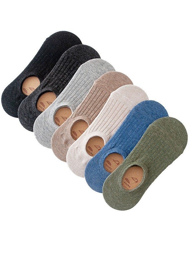 7-Pack Men's Cotton Ankle Socks Solid Color Casual Shallow Cut Socks No Show Socks - Image 2