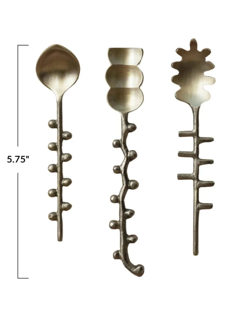 The Saffron Souk Set of 3 Brass Hobnail Spoons