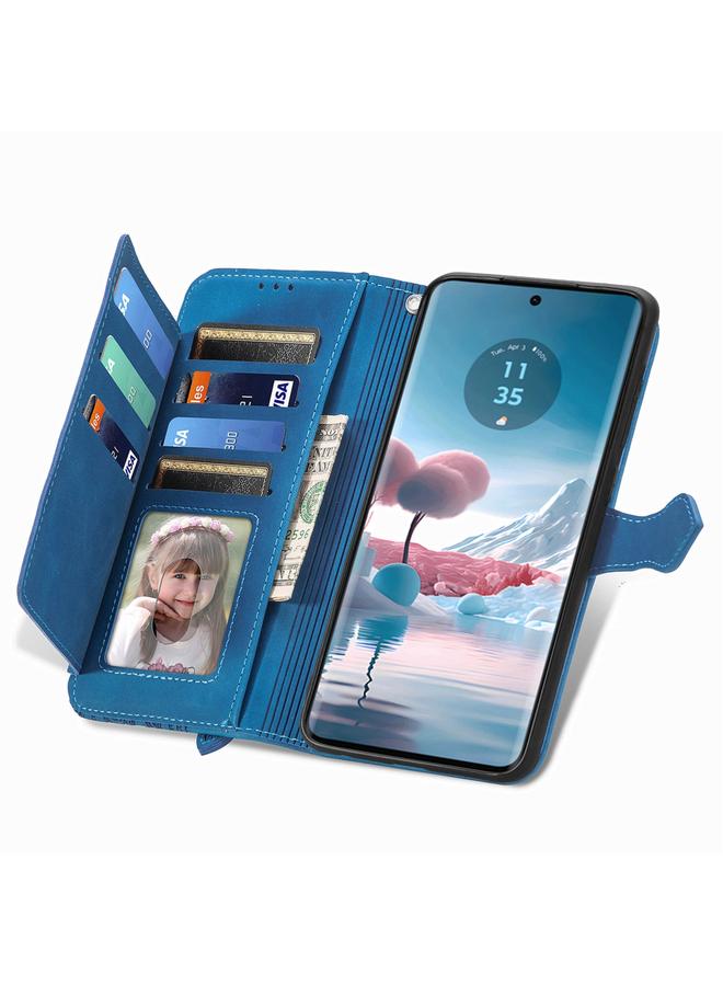 اس-توب جراب لهاتف موتورولا إيدج 2024، جراب هاتف جلدي بسحاب مزخرف بزهرة - Image 4