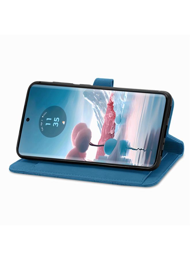 اس-توب جراب لهاتف موتورولا إيدج 2024، جراب هاتف جلدي بسحاب مزخرف بزهرة - Image 5