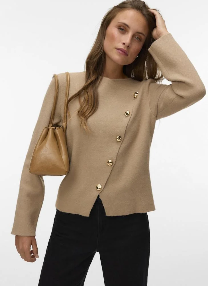 Long Sleeve Crew Neck Wrap Cardigan