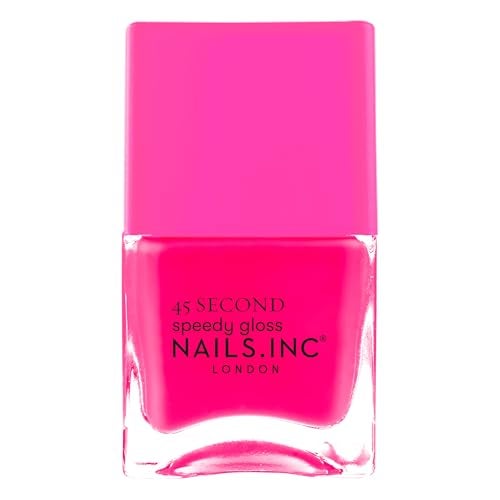 Nails Inc 45 Second Speedy Gloss Blake Pink Neon Glossy No Chip Long Lasting Quick Dry Air Dry Professional Manicures Pedicures Fingernails Toenails Vegan Nail Polish 047 Fl Oz - Image 1