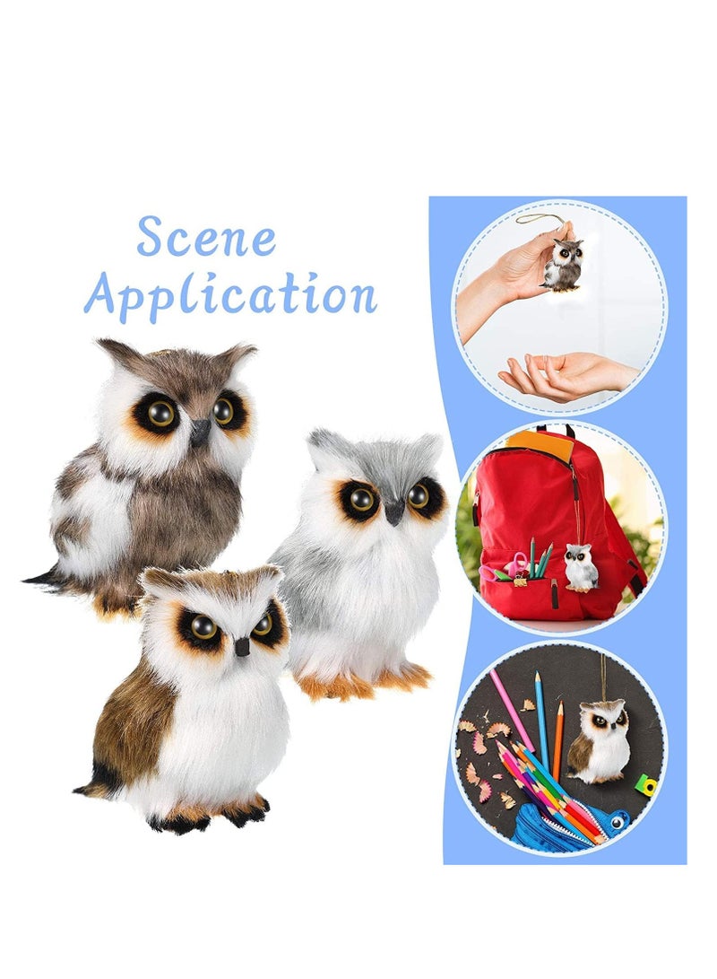 Raxoom Mini Owl Plush Toys, 6pcs 3.2 Inch Soft Stuffed Animal Owl Dolls, Hanging Ornaments for Tree, Woodland Gray White, Durable Plush Toy for DIY Keychain, Birthday, Xmas Decorations, Party Favor - Image 2
