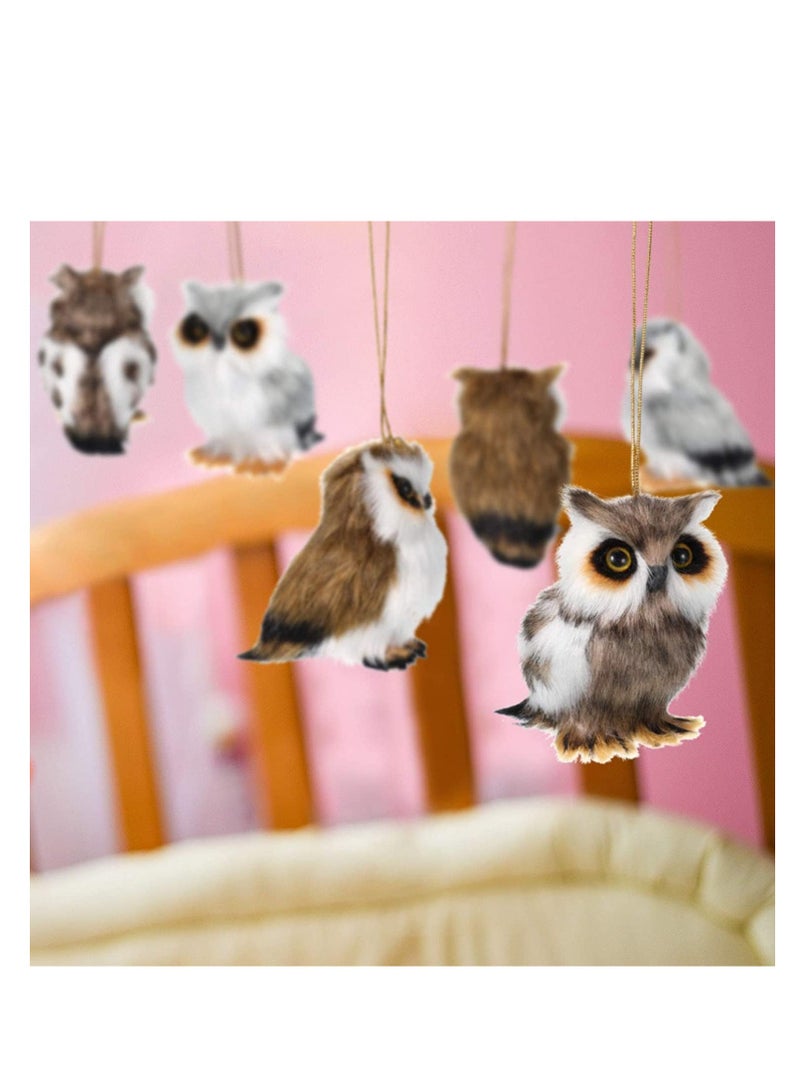 Raxoom Mini Owl Plush Toys, 6pcs 3.2 Inch Soft Stuffed Animal Owl Dolls, Hanging Ornaments for Tree, Woodland Gray White, Durable Plush Toy for DIY Keychain, Birthday, Xmas Decorations, Party Favor - Image 3