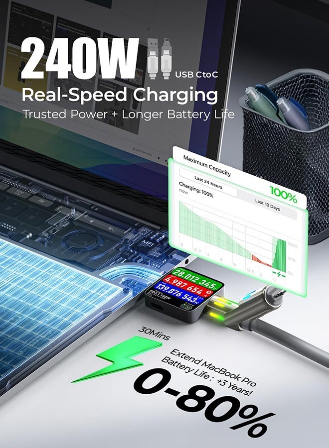 general USB C to Lightning Cable, 240W 4 in 1 Charging Cable 6.6FT, Chubby USB A/C to C/Lightning with Light for iPhone 16e 15 14 Pro/MacBook Air 17/iPad/Samsung/Switch 2, Multi Chargers for All Devices - Image 3