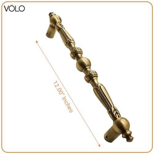 VOLO Main Door Handle/Door Handles for Main Door/Glass Door Handle/Pull Handles, for Home/Office/Hotels (Antique Brass)(Rajwadi Handle) (12" (300mm), 2) - Image 2