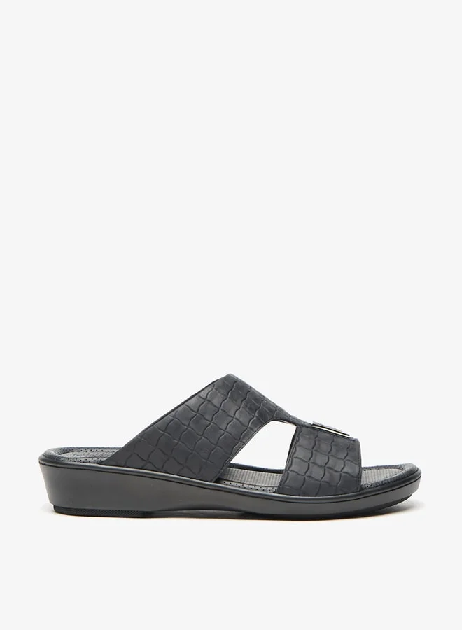 ال بي ال من شو اكسبرس Mens Textured Slip-On Arabic Sandals With Metal Accent