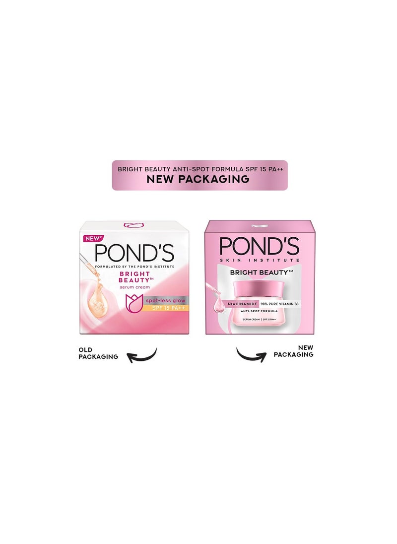 Pond's POND'S Bright Beauty Day Cream 35 g, Non-Oily, Mattifying Daily Face Moisturizer, SPF 15 - With Niacinamide to Lighten Dark Spots for Glowing Skin  - Image 2