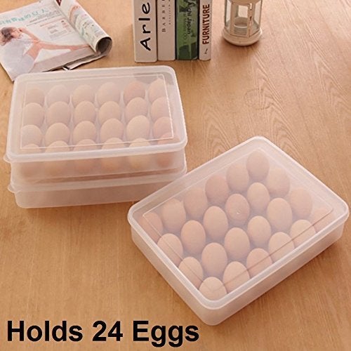 VENIVA Egg Storage Box with Lid for 24 Eggs Transparent Plastic - Image 3