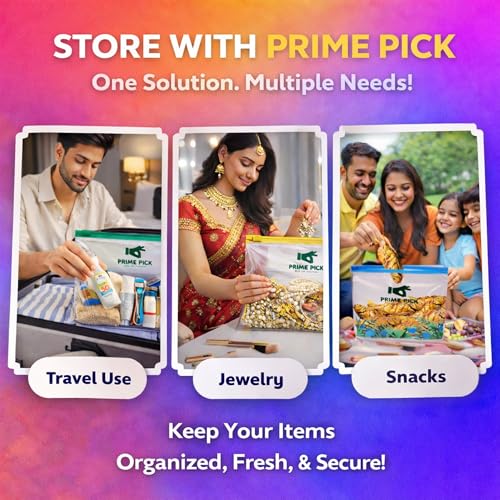 Prime Pick Fresh Lock Zip Storage Bags Reusable Food Storage Zip Lock Bags 120 Micron Leak Proof Double Zipper BPA Free Food Grade Freezer Microwave Safe Green Large Pack of 40 - Image 4