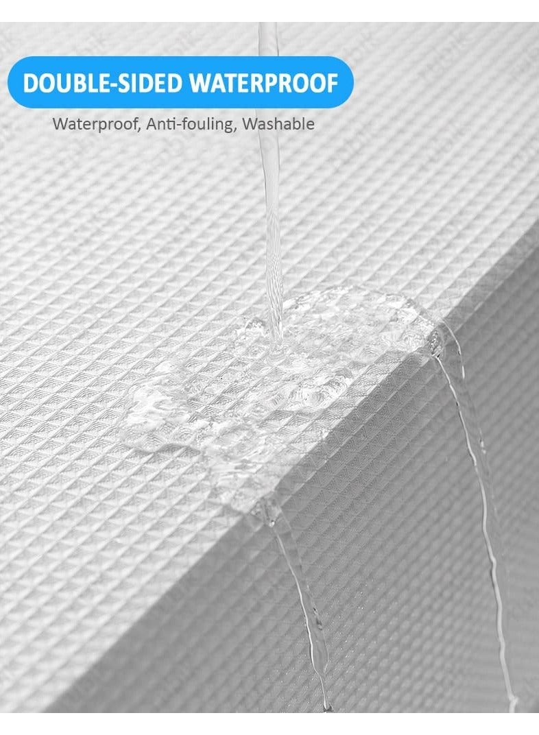 Rubik ستارة حمام فاخرة من نسيج سميك أبيض بتصميم منسوج بسكويت الوفل بجودة فندقية 5 نجوم مقاومة للماء ومقاومة للعفن ولا رائحة وقابلة للغسل مع 12 خطافًا بلاستيكيًا للحمام (180 × 180 سم) - Image 2