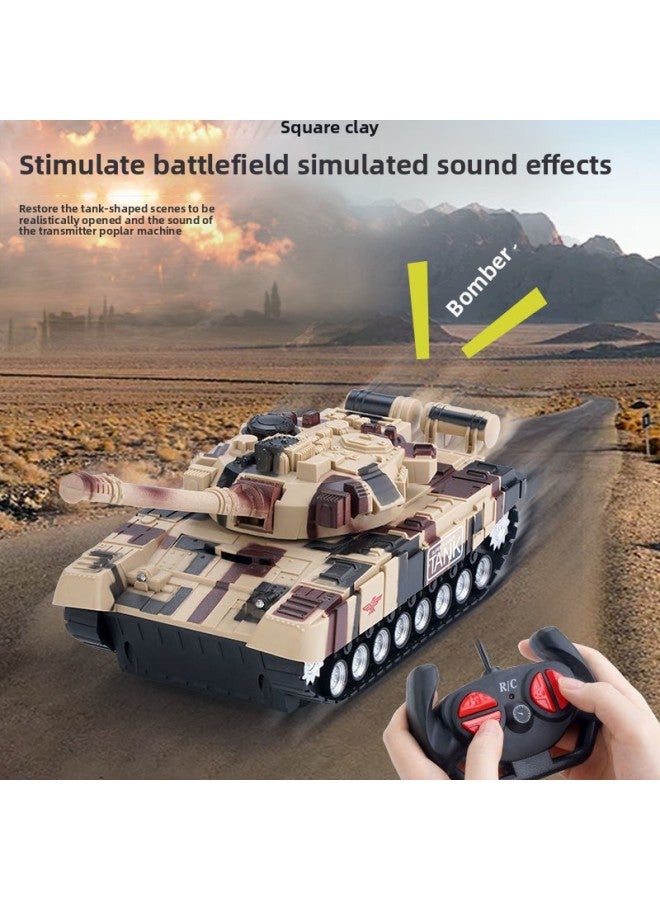 Children's Remote Control Tank Car Tracked Car Off-road Tank Chariot Armored Car Boy Car Toy Model Factory-Color:28cm Desert Color Remote Control Tank-Proportion:Two Sets Of Batteries - Image 3