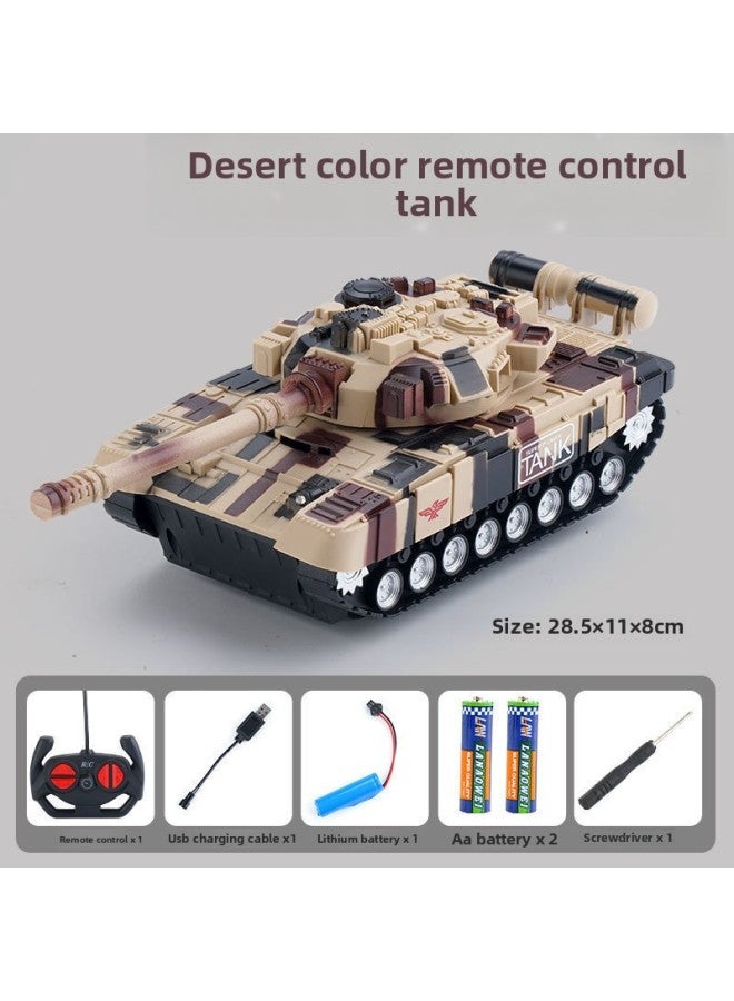 Children's Remote Control Tank Car Tracked Car Off-road Tank Chariot Armored Car Boy Car Toy Model Factory-Color:28cm Desert Color Remote Control Tank-Proportion:Two Sets Of Batteries - Image 1