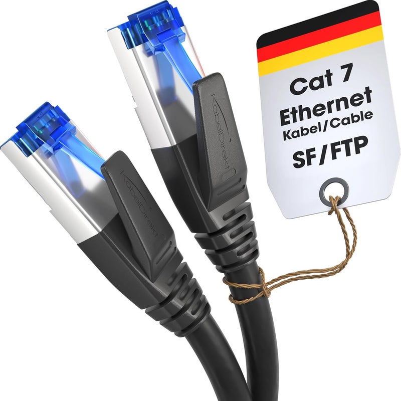 KabelDirekt – Cat 7 Network Cable – 4.5m – 10 Gigabit LAN Cord & Ethernet Cable – Available in 0.25-30m (suitable for high-speed networks, PC, gaming, switch, router and modem, RJ45 – black) - Image 1