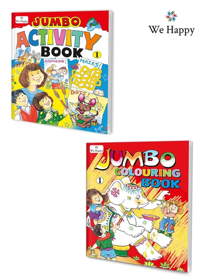 We Happy Pack of 2 We Happy Jumbo Coloring and Activity Book-1, Educational and Fun Learning Activities for Kids with different Challenges Drawings and Enjoyable Games - Image 1