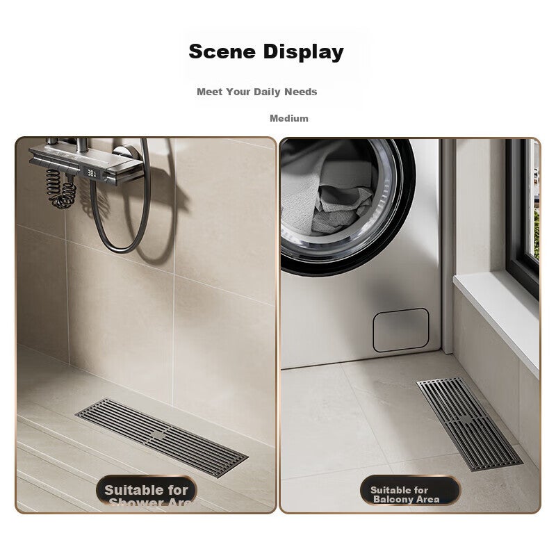 Baizi Rectangular Floor Drain Anti-Odor for Bathroom Shower Room, Extended Large Capacity, 8*30 - Image 5