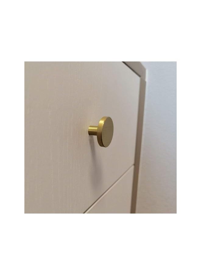 PROMASS promass 6 Pack Brushed Brass Cabinet Knobs Solid Gold Round Dia.30MM Golden Cabinet Door Hardware Pull Dresser Knob Drawer Handle  - Image 4