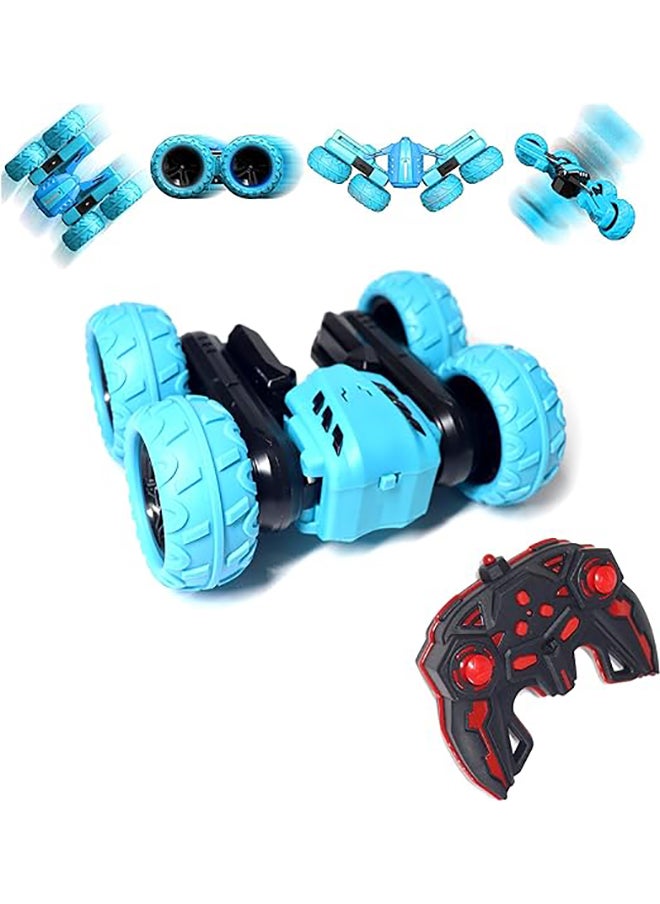 FUNFY Racing Stunt RC Toy Car | Blue | With 360 Degree Standing and Flat Rotation, Flip, Double Side Drive, Anti-Slip Vacuum Tires for Shock Proof and Rechargeable Battery for Kids, Adults and Gifting  - Image 1