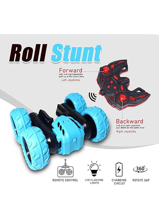 FUNFY Racing Stunt RC Toy Car | Blue | With 360 Degree Standing and Flat Rotation, Flip, Double Side Drive, Anti-Slip Vacuum Tires for Shock Proof and Rechargeable Battery for Kids, Adults and Gifting  - Image 2