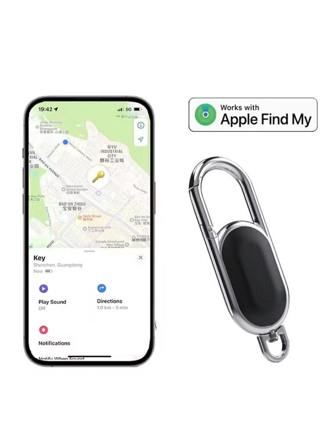 caijin Mini Bluetooth GPS tracker, anti-loss GPS tracker, smart carabiner keychain with "Find My" function, connects to car keychains, can locate keys, pet dogs, children's keys, bags, wallets, car trackers, keychains compatible with Apple iOS system - Image 3