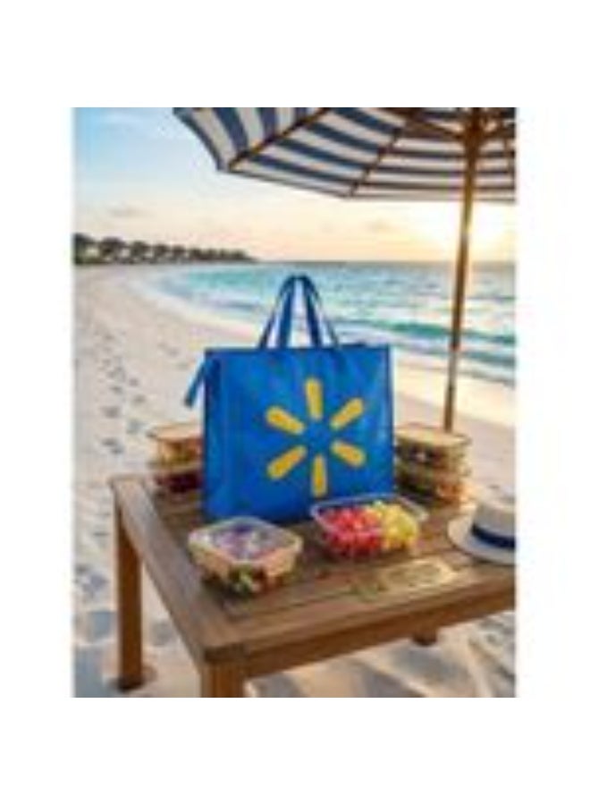 Large thermal storage bag for food and drinks, insulated cooler bag with thermal foil lining for travel, picnics, camping and trips - Image 1