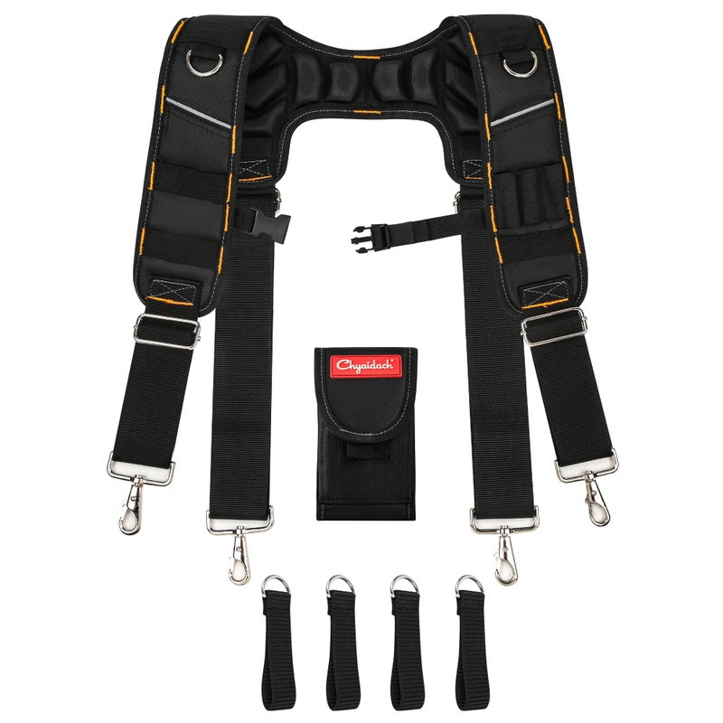 Chyaidach Tool Belt Suspenders for Men Extreme Comfort Molded Air Channel Padded Suspenders for Tool Belt Tool Bag Suspenders for Construction Worker Electrician Framer Carpenter Roofer - Image 2