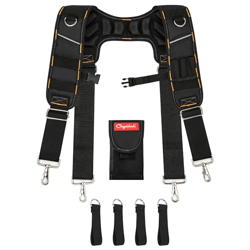 Chyaidach Tool Belt Suspenders for Men Extreme Comfort Molded Air Channel Padded Suspenders for Tool Belt Tool Bag Suspenders for Construction Worker Electrician Framer Carpenter Roofer - Image 1