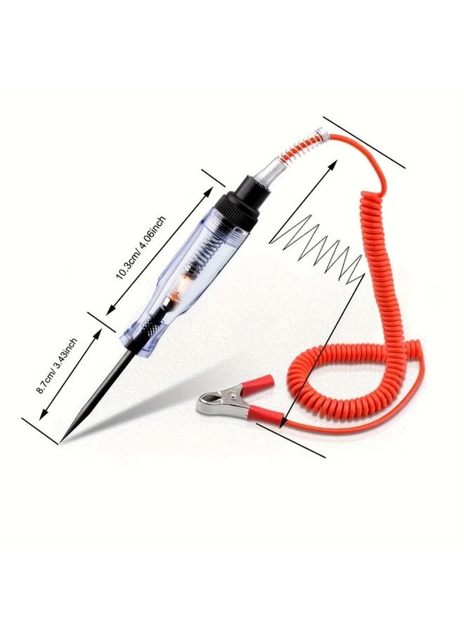 Red Automotive Voltage Circuit Tester Pen 6V 12V 24V Long Probe Light Bulb Display - Image 3
