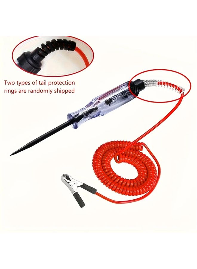 Red Automotive Voltage Circuit Tester Pen 6V 12V 24V Long Probe Light Bulb Display - Image 1