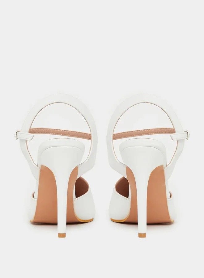 Styli Solid Ankle Strap Pointed Toe Pumps