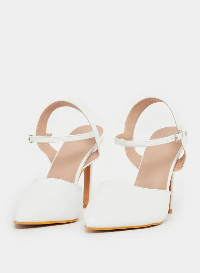 Styli Solid Ankle Strap Pointed Toe Pumps