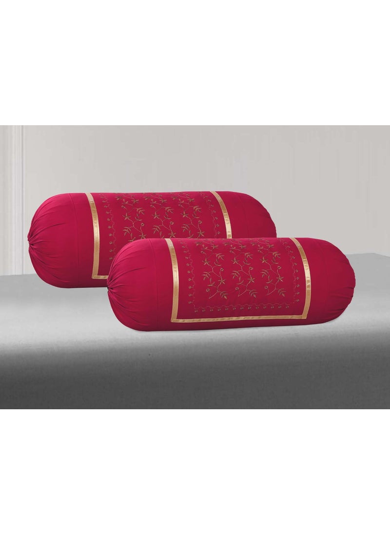 Rj Products Rj Products Luxury Bolsters Cover 16 X 32 Pack of 2 Maroon_Gulab  - Image 1