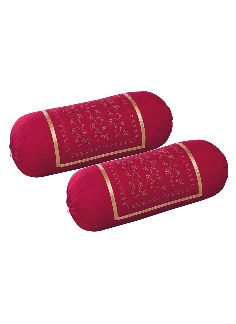 Rj Products Rj Products Luxury Bolsters Cover 16 X 32 Pack of 2 Maroon_Gulab  - Image 2