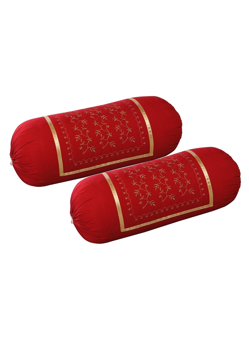 Rj Products Rj Products Luxury Bolsters Cover 16 X 32 Pack of 2 Maroon_Gulab  - Image 4