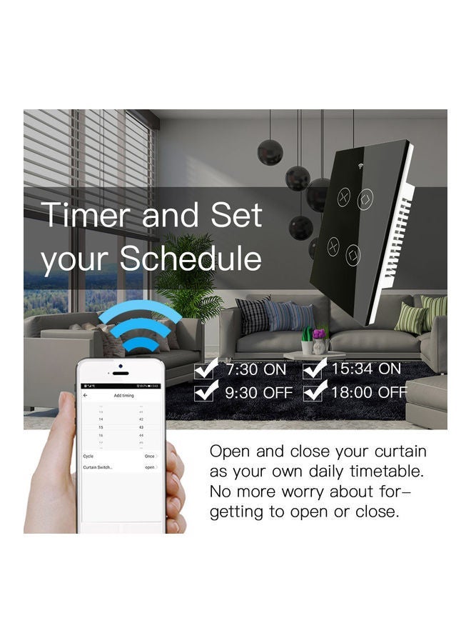 NIBEMINENT Wi-Fi Smart Voice Control Curtain Switch Black  - Image 5