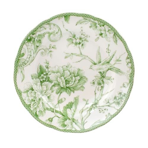 222 Fifth Adelaide Moss 16-Piece Porcelain Dinnerware Set – Service for 4, Big Dinner Plates and Bowls Sets with Mugs, Hand-Applied Decal, Microwave & Dishwasher Safe, for Everyday Entertainment - Image 5