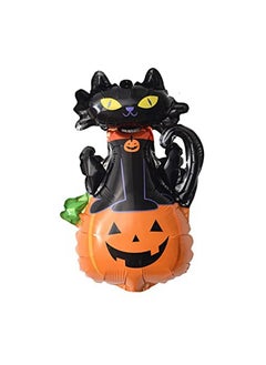 Atpata Funky Atpata Funky Black Cat on Golden Moon Foil Balloon with Happy Halloween & Flying Bats Design - for Spooky Halloween Party Decorations, Kids' Halloween Decor, and Trick-or-Treat Celebrations  - Image 1