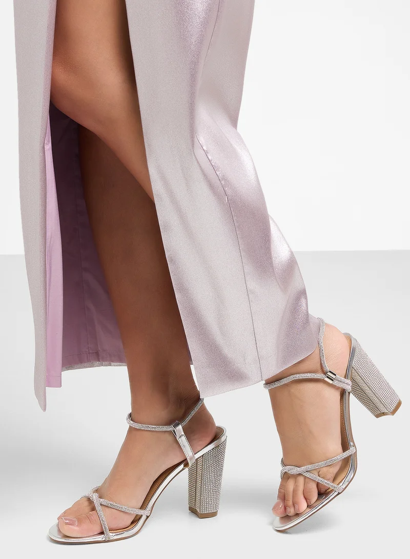 ترافل من نمشي Diamante Block Heel Sandal