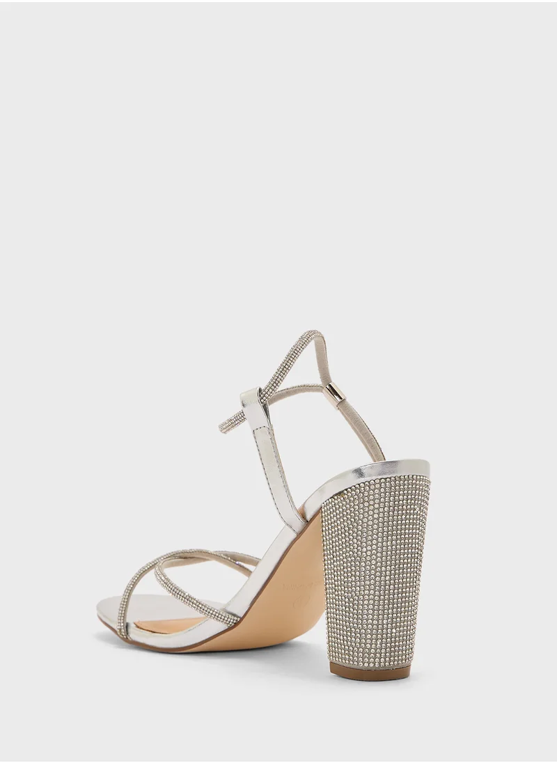 Truffle Diamante Block Heel Sandal